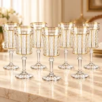 طقم Glass دايموند خطوط مدهب 6 قطع
